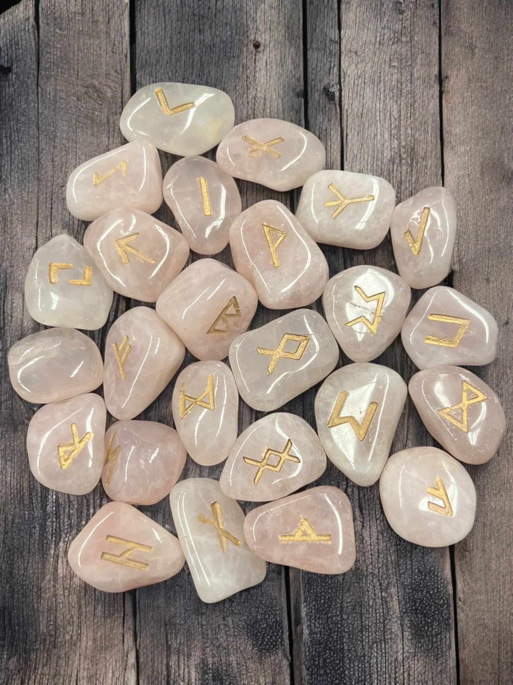 Boxed Rose Quartz Rune Set