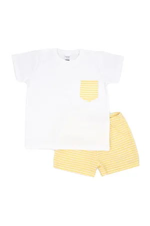 Boys Pale Lemon & White  short set