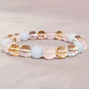 Bracelet "Existence" in Aquamarine, Rose Quartz, Citrine & Quartz