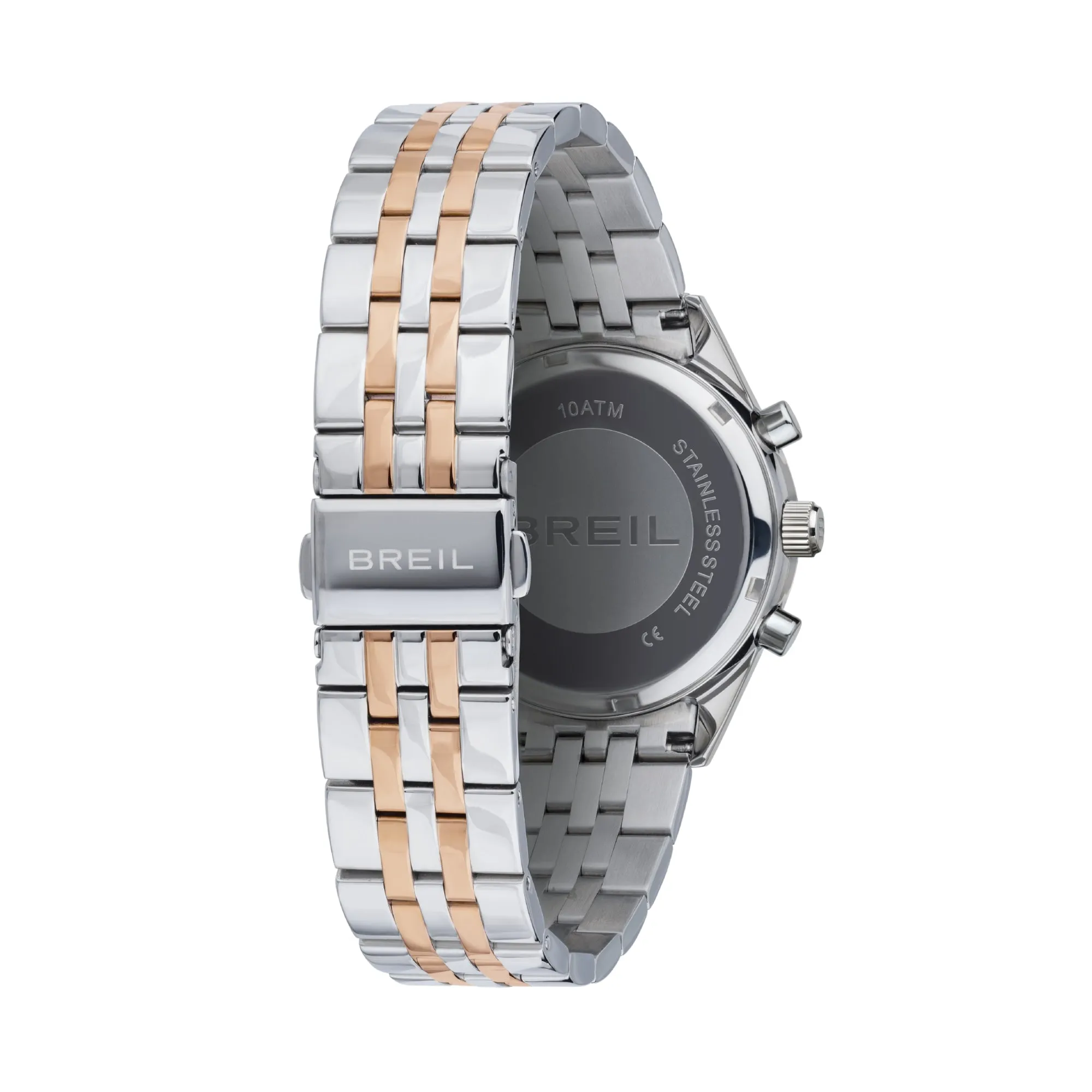 Breil watch stand out chrono 36mm silver quartz steel pvd finishes pink gold twa2018