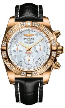 Breitling - Chronomat 41 Rose Gold Diamond Bezel - Croco Strap