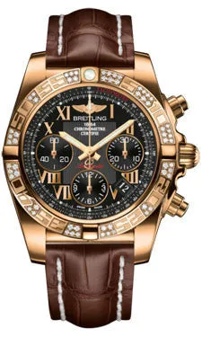 Breitling - Chronomat 41 Rose Gold Diamond Bezel - Croco Strap