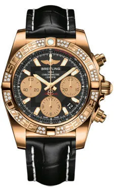 Breitling - Chronomat 41 Rose Gold Diamond Bezel - Croco Strap