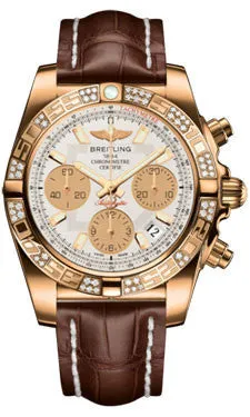 Breitling - Chronomat 41 Rose Gold Diamond Bezel - Croco Strap