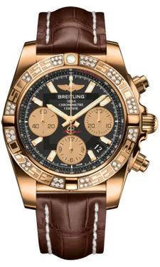 Breitling - Chronomat 41 Rose Gold Diamond Bezel - Croco Strap