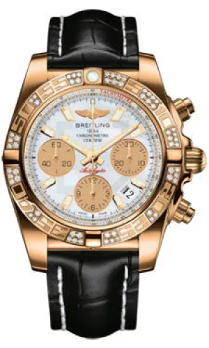 Breitling - Chronomat 41 Rose Gold Diamond Bezel - Croco Strap