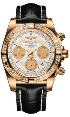 Breitling - Chronomat 41 Rose Gold Diamond Bezel - Croco Strap