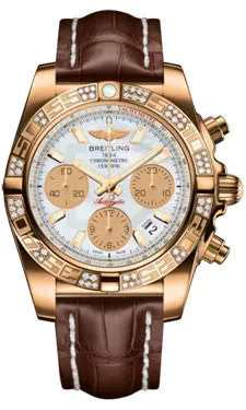 Breitling - Chronomat 41 Rose Gold Diamond Bezel - Croco Strap