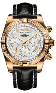 Breitling - Chronomat 41 Rose Gold Diamond Bezel - Croco Strap
