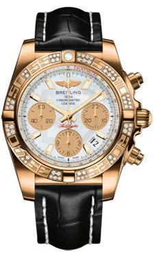 Breitling - Chronomat 41 Rose Gold Diamond Bezel - Croco Strap