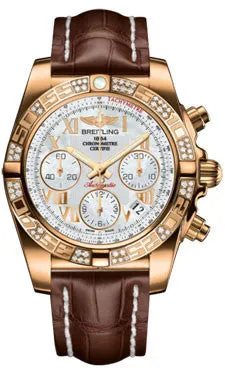 Breitling - Chronomat 41 Rose Gold Diamond Bezel - Croco Strap