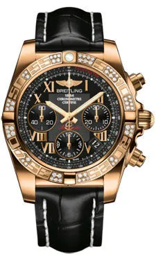 Breitling - Chronomat 41 Rose Gold Diamond Bezel - Croco Strap