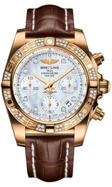 Breitling - Chronomat 41 Rose Gold Diamond Bezel - Croco Strap