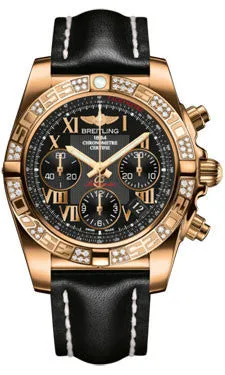 Breitling - Chronomat 41 Rose Gold Diamond Bezel - Leather Strap