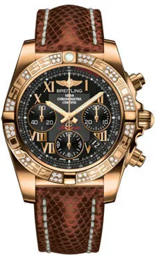 Breitling - Chronomat 41 Rose Gold Diamond Bezel - Lizard Strap