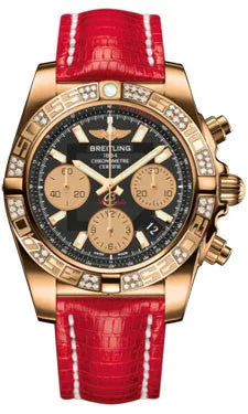 Breitling - Chronomat 41 Rose Gold Diamond Bezel - Lizard Strap