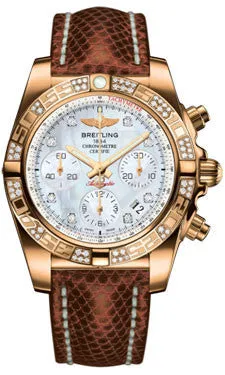 Breitling - Chronomat 41 Rose Gold Diamond Bezel - Lizard Strap