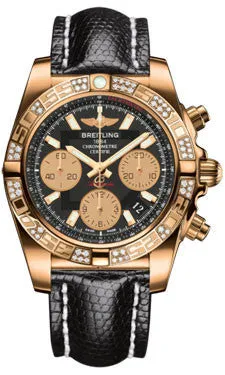 Breitling - Chronomat 41 Rose Gold Diamond Bezel - Lizard Strap