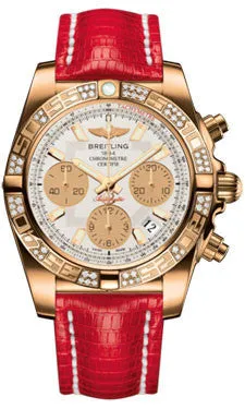 Breitling - Chronomat 41 Rose Gold Diamond Bezel - Lizard Strap