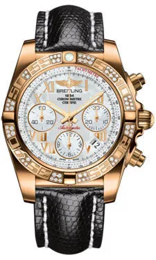 Breitling - Chronomat 41 Rose Gold Diamond Bezel - Lizard Strap