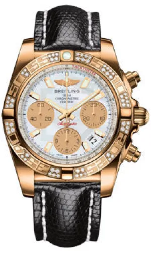 Breitling - Chronomat 41 Rose Gold Diamond Bezel - Lizard Strap