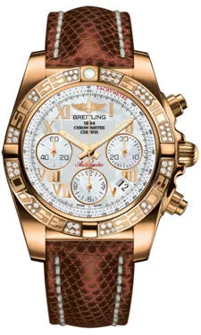 Breitling - Chronomat 41 Rose Gold Diamond Bezel - Lizard Strap