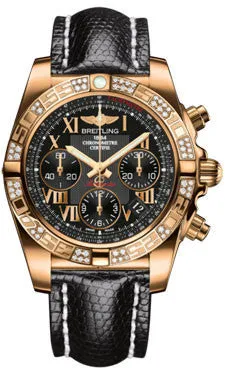 Breitling - Chronomat 41 Rose Gold Diamond Bezel - Lizard Strap