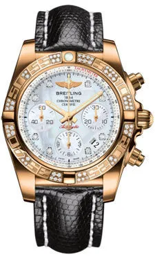 Breitling - Chronomat 41 Rose Gold Diamond Bezel - Lizard Strap