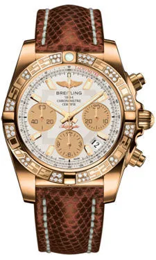 Breitling - Chronomat 41 Rose Gold Diamond Bezel - Lizard Strap