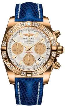 Breitling - Chronomat 41 Rose Gold Diamond Bezel - Lizard Strap