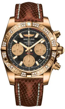 Breitling - Chronomat 41 Rose Gold Diamond Bezel - Lizard Strap