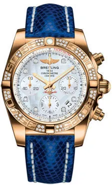 Breitling - Chronomat 41 Rose Gold Diamond Bezel - Lizard Strap