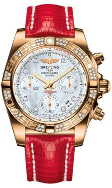 Breitling - Chronomat 41 Rose Gold Diamond Bezel - Lizard Strap