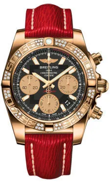 Breitling - Chronomat 41 Rose Gold Diamond Bezel - Sahara Leather Strap