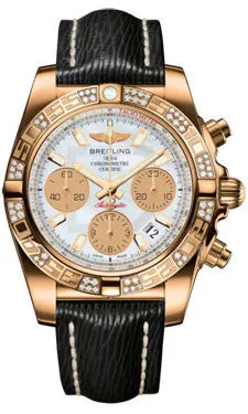 Breitling - Chronomat 41 Rose Gold Diamond Bezel - Sahara Leather Strap