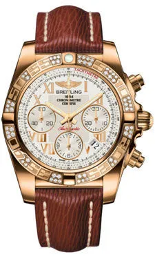 Breitling - Chronomat 41 Rose Gold Diamond Bezel - Sahara Leather Strap