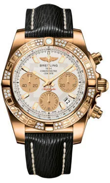 Breitling - Chronomat 41 Rose Gold Diamond Bezel - Sahara Leather Strap