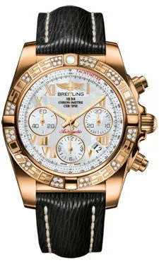 Breitling - Chronomat 41 Rose Gold Diamond Bezel - Sahara Leather Strap