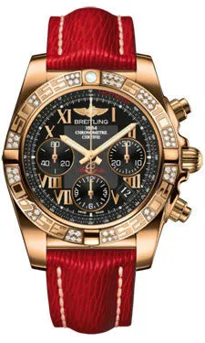 Breitling - Chronomat 41 Rose Gold Diamond Bezel - Sahara Leather Strap