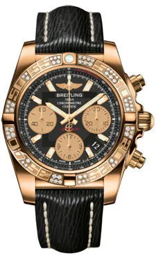Breitling - Chronomat 41 Rose Gold Diamond Bezel - Sahara Leather Strap