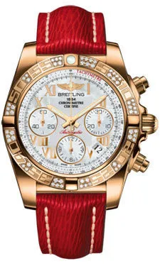 Breitling - Chronomat 41 Rose Gold Diamond Bezel - Sahara Leather Strap