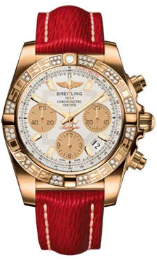 Breitling - Chronomat 41 Rose Gold Diamond Bezel - Sahara Leather Strap