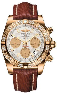 Breitling - Chronomat 41 Rose Gold Diamond Bezel - Sahara Leather Strap