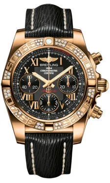 Breitling - Chronomat 41 Rose Gold Diamond Bezel - Sahara Leather Strap