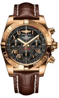 Breitling - Chronomat 41 Rose Gold Polished Bezel - Croco Strap