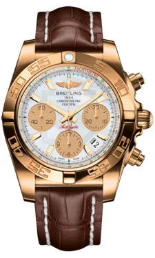 Breitling - Chronomat 41 Rose Gold Polished Bezel - Croco Strap