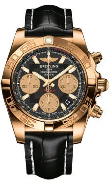 Breitling - Chronomat 41 Rose Gold Polished Bezel - Croco Strap