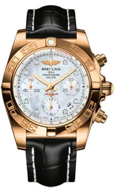 Breitling - Chronomat 41 Rose Gold Polished Bezel - Croco Strap