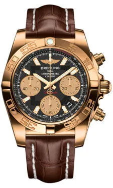 Breitling - Chronomat 41 Rose Gold Polished Bezel - Croco Strap