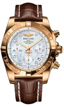 Breitling - Chronomat 41 Rose Gold Polished Bezel - Croco Strap